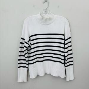 Joie Black And White Knit Striped Long Sleeve Turtle Neck Sweater Women’s Size S